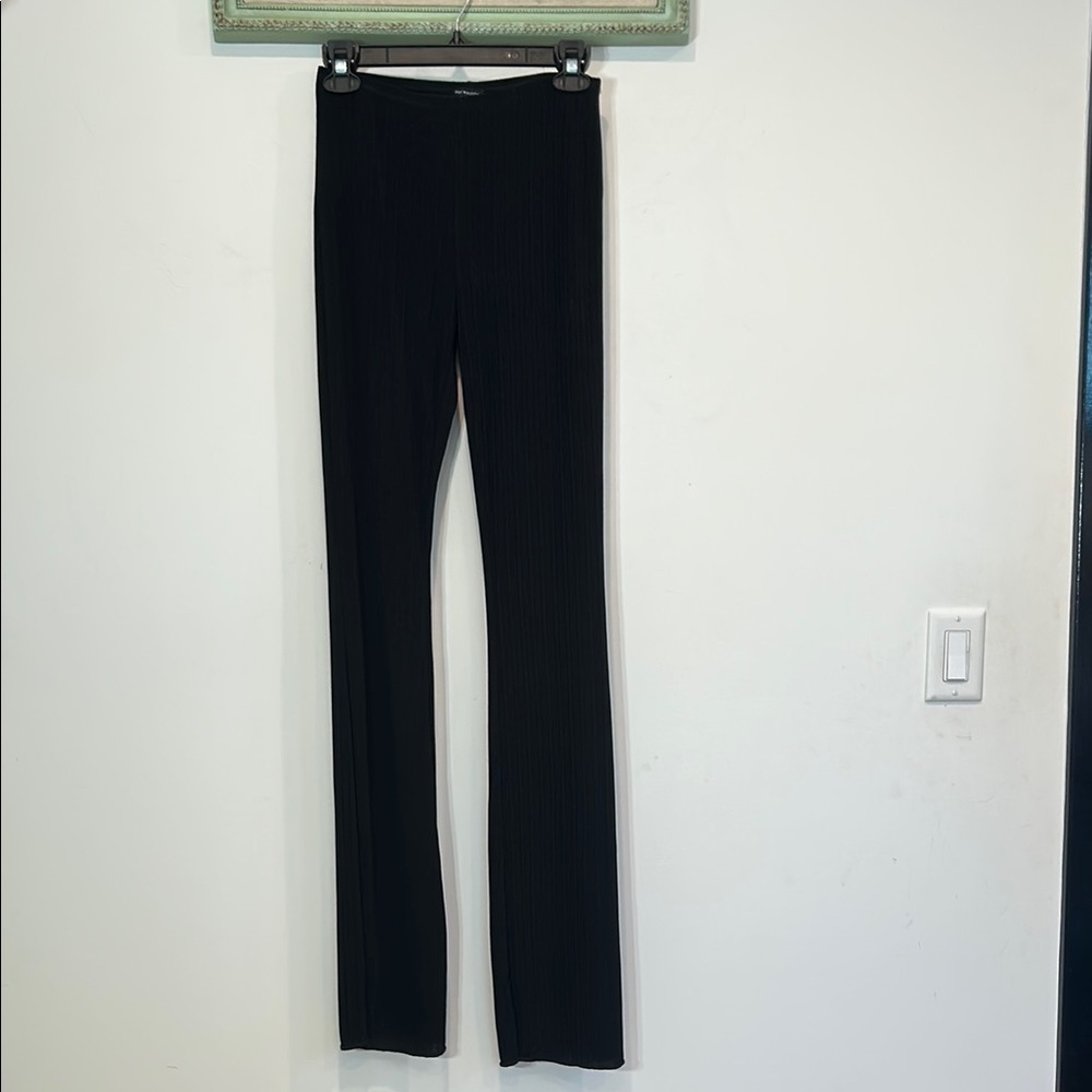 Naked Wardrobe Black Ribbed Flare Leg Lounge stretch Pants large